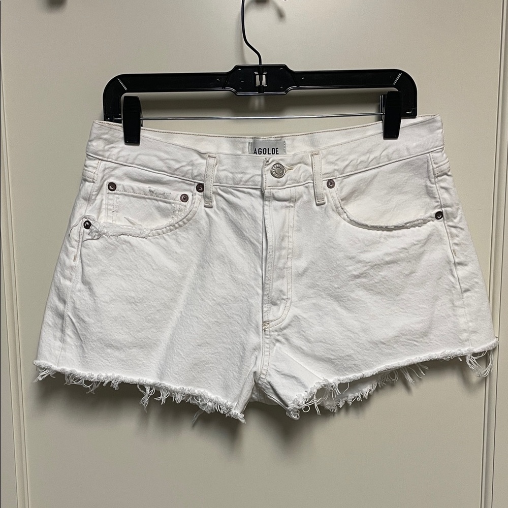 Agolde Parker Frayed Hem Panacotta Jean Shorts